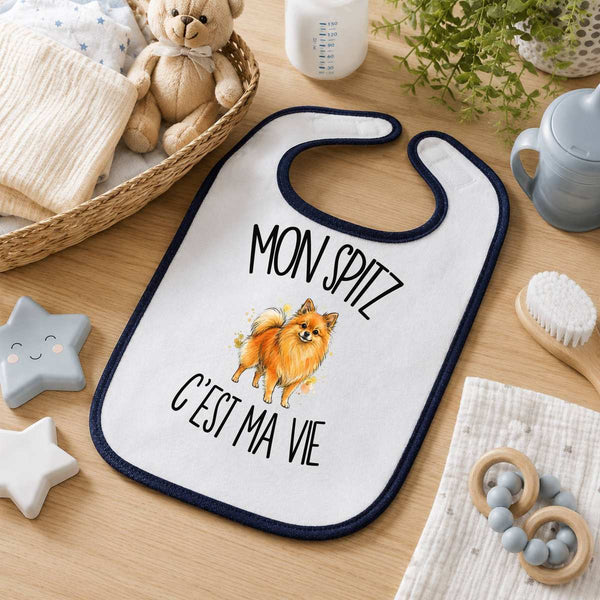 Bavoir Bébé Mon Spitz c'est ma vie