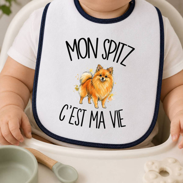 Bavoir Bébé Mon Spitz c'est ma vie