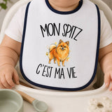 Bavoir Bébé Mon Spitz c'est ma vie