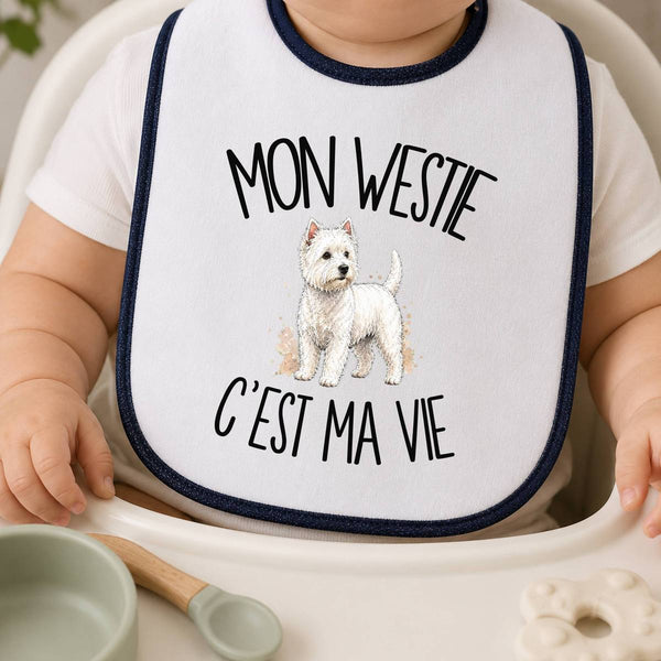 Bavoir Bébé Mon Westie c'est ma vie
