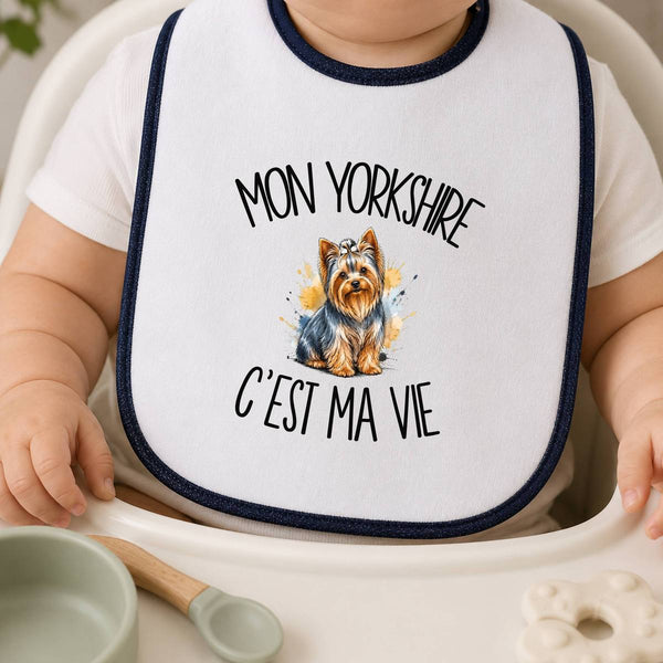 Bavoir Bébé Mon Yorkshire c'est ma vie