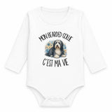 Body Bébé Manches Longues Mon Bearded Collie c'est ma vie