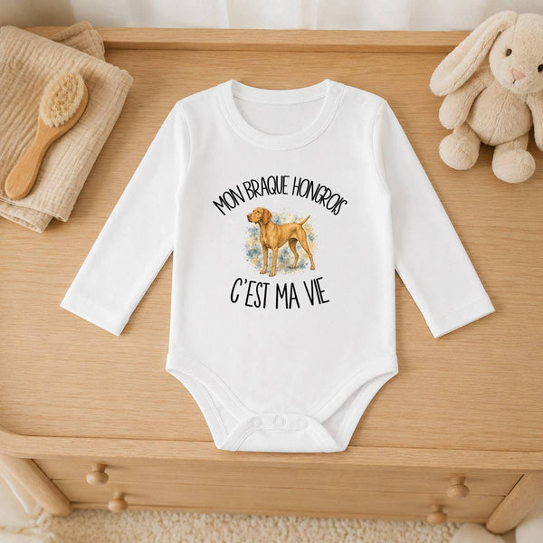 Body Bébé Manches Longues Mon Braque Hongrois c'est ma vie
