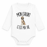 Body Bébé Manches Longues Mon Saluki c'est ma vie