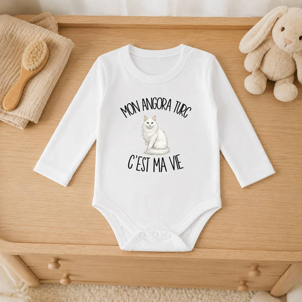 Body Bébé Manches Longues Mon Angora Turc c'est ma vie