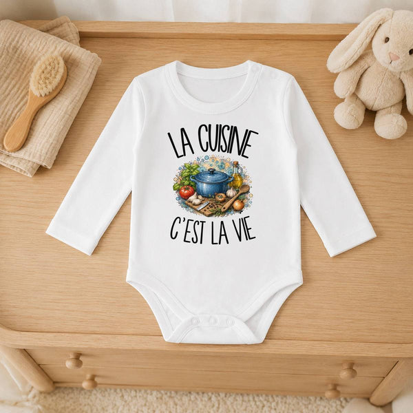 Body Bébé Manches Longues La cuisine c'est la vie