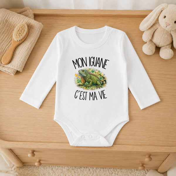 Body Bébé Manches Longues Mon iguane c'est ma vie