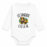 Body Bébé Manches Longues Les sangliers c'est la vie