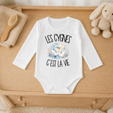 Body Bébé Manches Longues Les cygnes c'est la vie