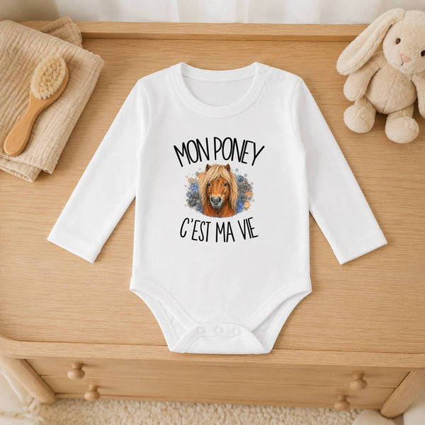 Body Bébé Manches Longues Mon poney c'est ma vie