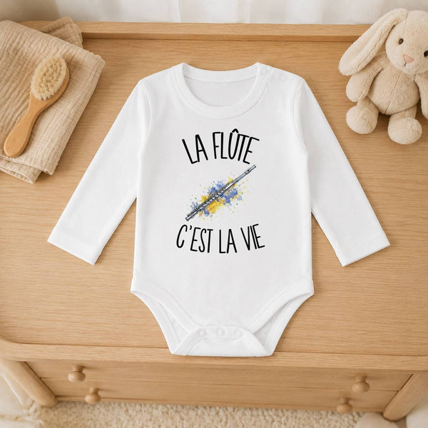 Body Bébé Manches Longues La flûte c'est la vie