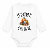 Body Bébé Manches Longues Le shopping c'est la vie