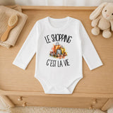 Body Bébé Manches Longues Le shopping c'est la vie