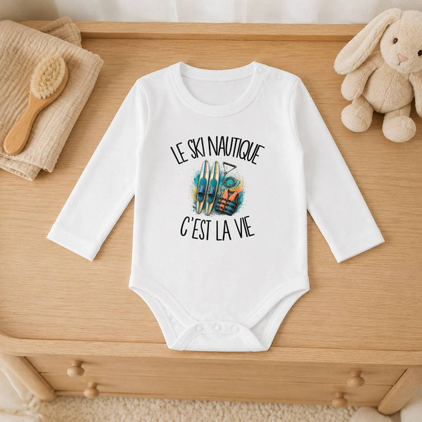 Body Bébé Manches Longues Le ski nautique c'est la vie