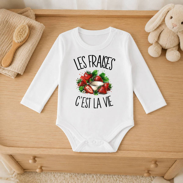 Body Bébé Manches Longues Les fraises c'est la vie