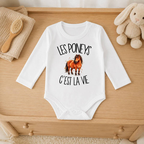 Body Bébé Manches Longues Les poneys c'est la vie