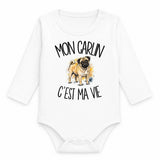 Body Bébé Manches Longues Mon Carlin c'est ma vie