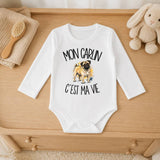 Body Bébé Manches Longues Mon Carlin c'est ma vie