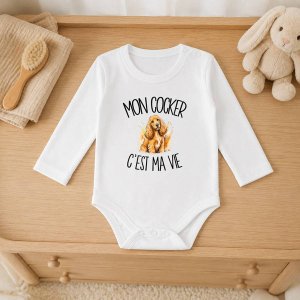 Body Bébé Manches Longues Mon Cocker c'est ma vie