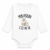 Body Bébé Manches Longues Mon Persan c'est ma vie
