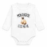 Body Bébé Manches Longues Mon Ragdoll c'est ma vie