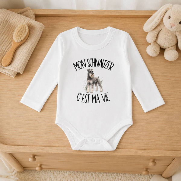 Body Bébé Manches Longues Mon Schnauzer c'est ma vie