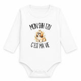 Body Bébé Manches Longues Mon Shih Tzu c'est ma vie