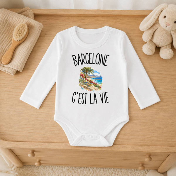 Body Bébé Manches Longues Barcelone c’est la vie