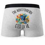 Boxer Homme Être agent d'entretien c'est la vie – Impression au dos