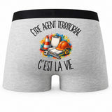 Boxer Homme Être agent territorial c'est la vie – Impression au dos