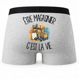 Boxer Homme Être magasinier c'est la vie – Impression au dos