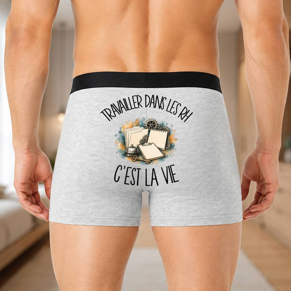 Boxer Homme Travailler dans les RH c'est la vie – Impression au dos
