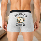 Boxer Homme Travailler dans les RH c'est la vie – Impression au dos