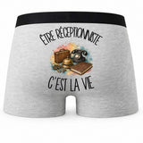 Boxer Homme Être réceptionniste c'est la vie – Impression au dos