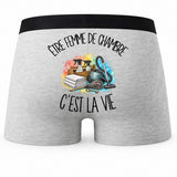 Boxer Homme Être femme de chambre c'est la vie – Impression au dos