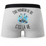Boxer Homme Être moniteur de ski c'est la vie – Impression au dos