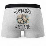 Boxer Homme Les rhinocéros c'est la vie – Impression au dos
