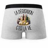 Boxer Homme La dégustation c'est la vie – Impression au dos
