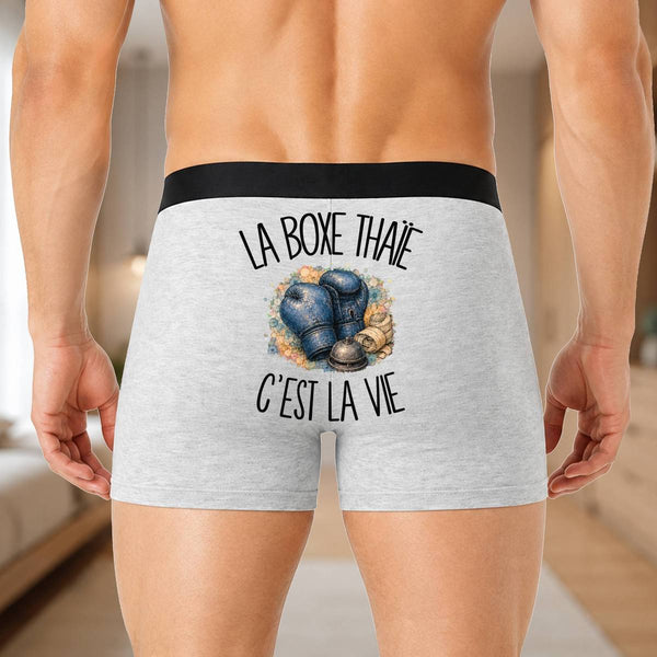 Boxer Homme La boxe thaïe c'est la vie – Impression au dos