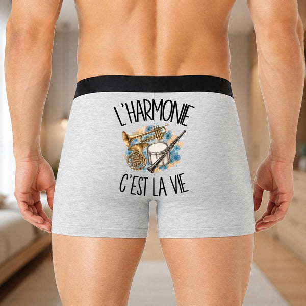 Boxer Homme L'harmonie c'est la vie – Impression au dos