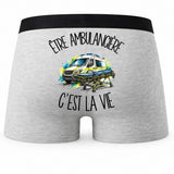 Boxer Homme Être ambulancière c'est la vie – Impression au dos