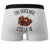 Boxer Homme Être chocolatière c'est la vie – Impression au dos