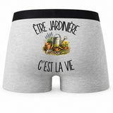 Boxer Homme Être jardinière c'est la vie – Impression au dos