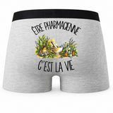 Boxer Homme Être pharmacienne c'est la vie – Impression au dos
