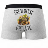 Boxer Homme Être viticultrice c'est la vie – Impression au dos