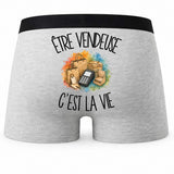 Boxer Homme Être vendeuse c'est la vie – Impression au dos