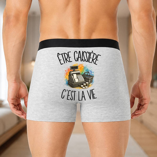 Boxer Homme Être caissière c'est la vie – Impression au dos