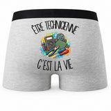 Boxer Homme Être technicienne c'est la vie – Impression au dos