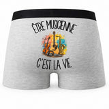 Boxer Homme Être musicienne c'est la vie – Impression au dos