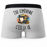 Boxer Homme Être comédienne c'est la vie – Impression au dos